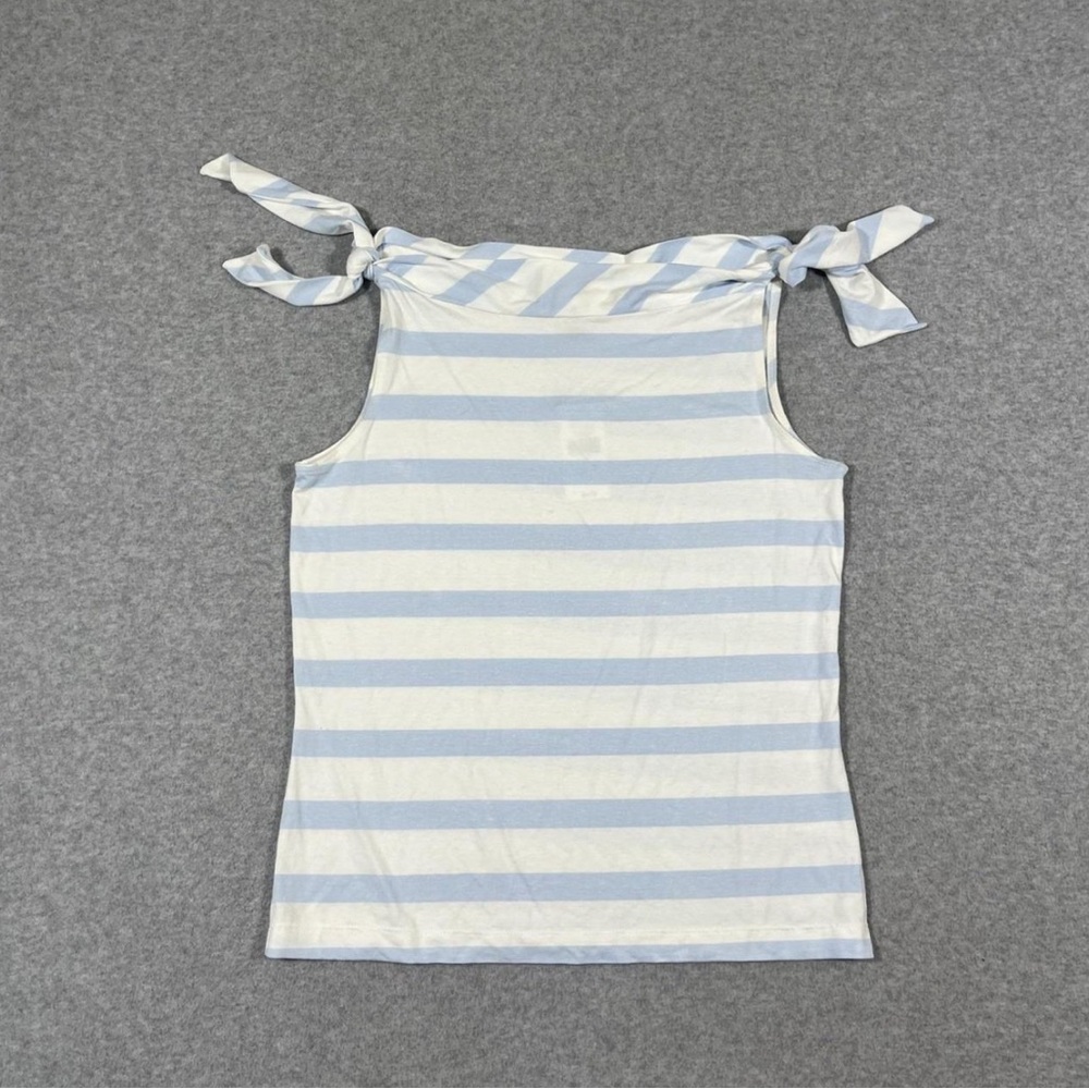 Banana Republic Light Blue and White Striped Tie-Shoulder Tank